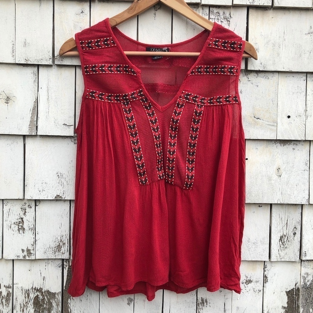 JOE & ELLE  Embroidered Mesh Tank Top Blouse M